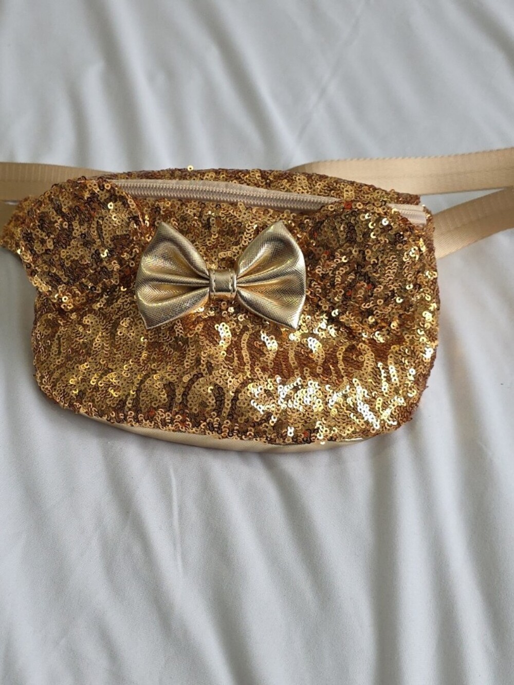 Gold Sequin Bow Waist Bag - Women